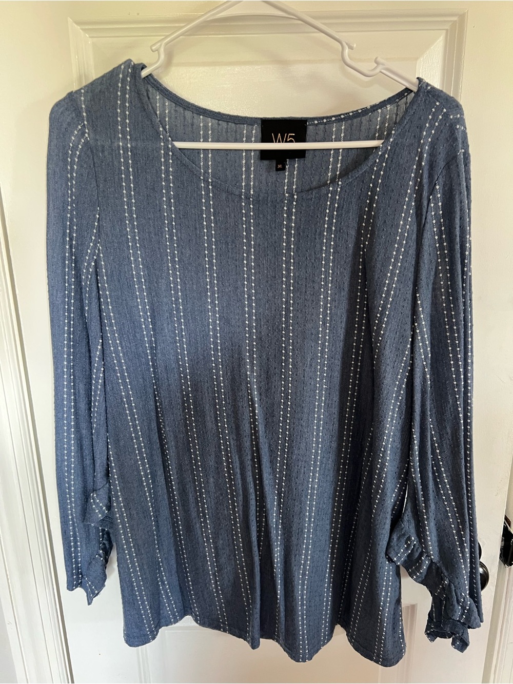 W5 Blue Pinstripe Long-Sleeve Tunic Top
